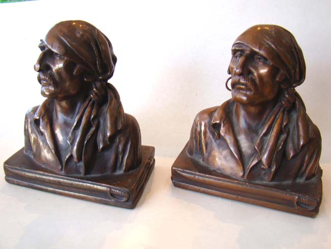 A pair of Buccaneer bookends by The Armor Bronze company circa 1928